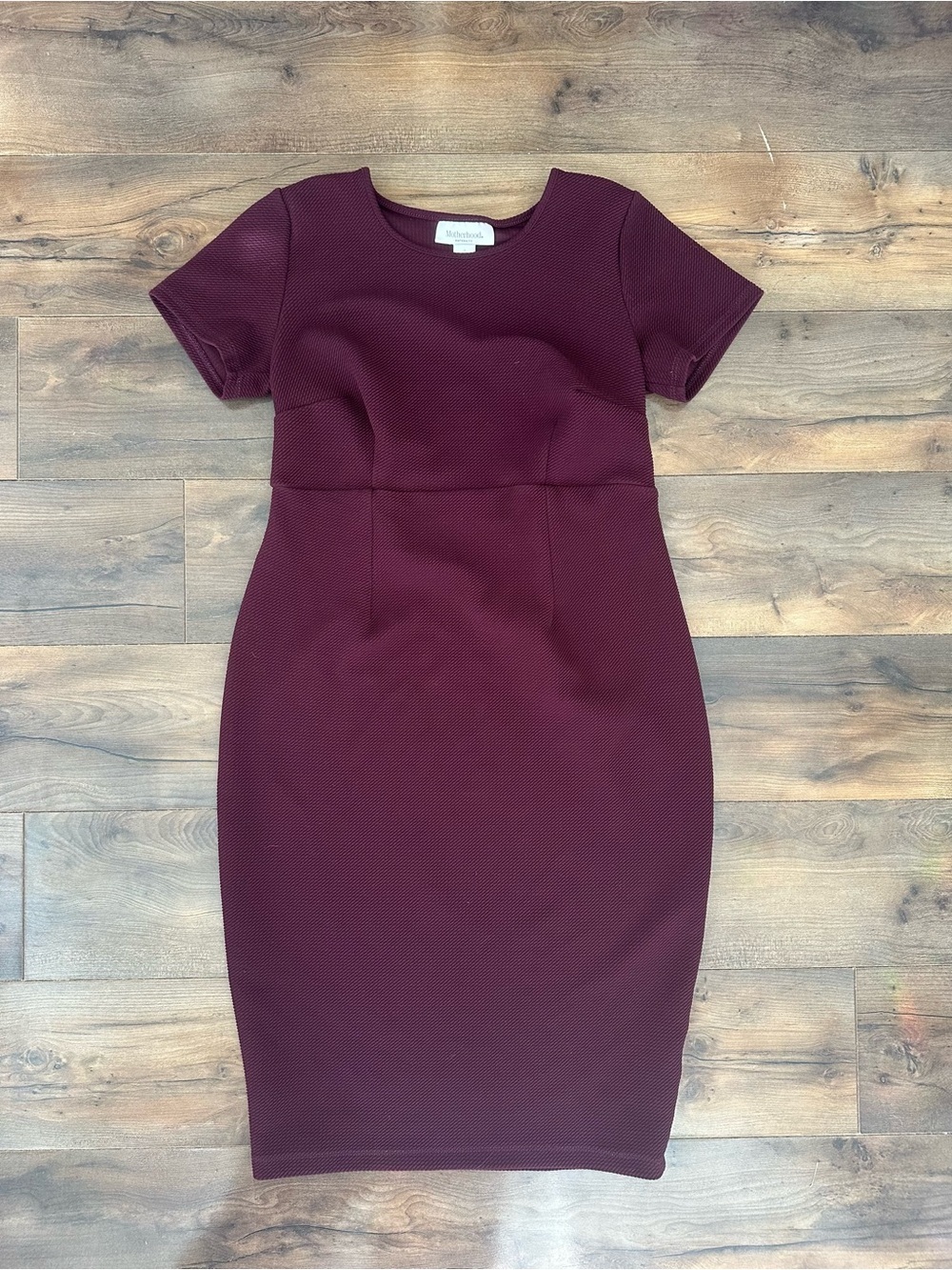 Motherhood Maternity Burgundy Textured Sheath Dress Small Career Midi